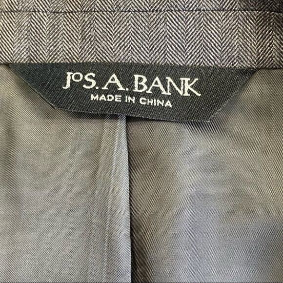 Jos. A. Bank Blazer Mens 44L Long Grey Herringbone Wool Two Button Lined Formal - Picture 8 of 8